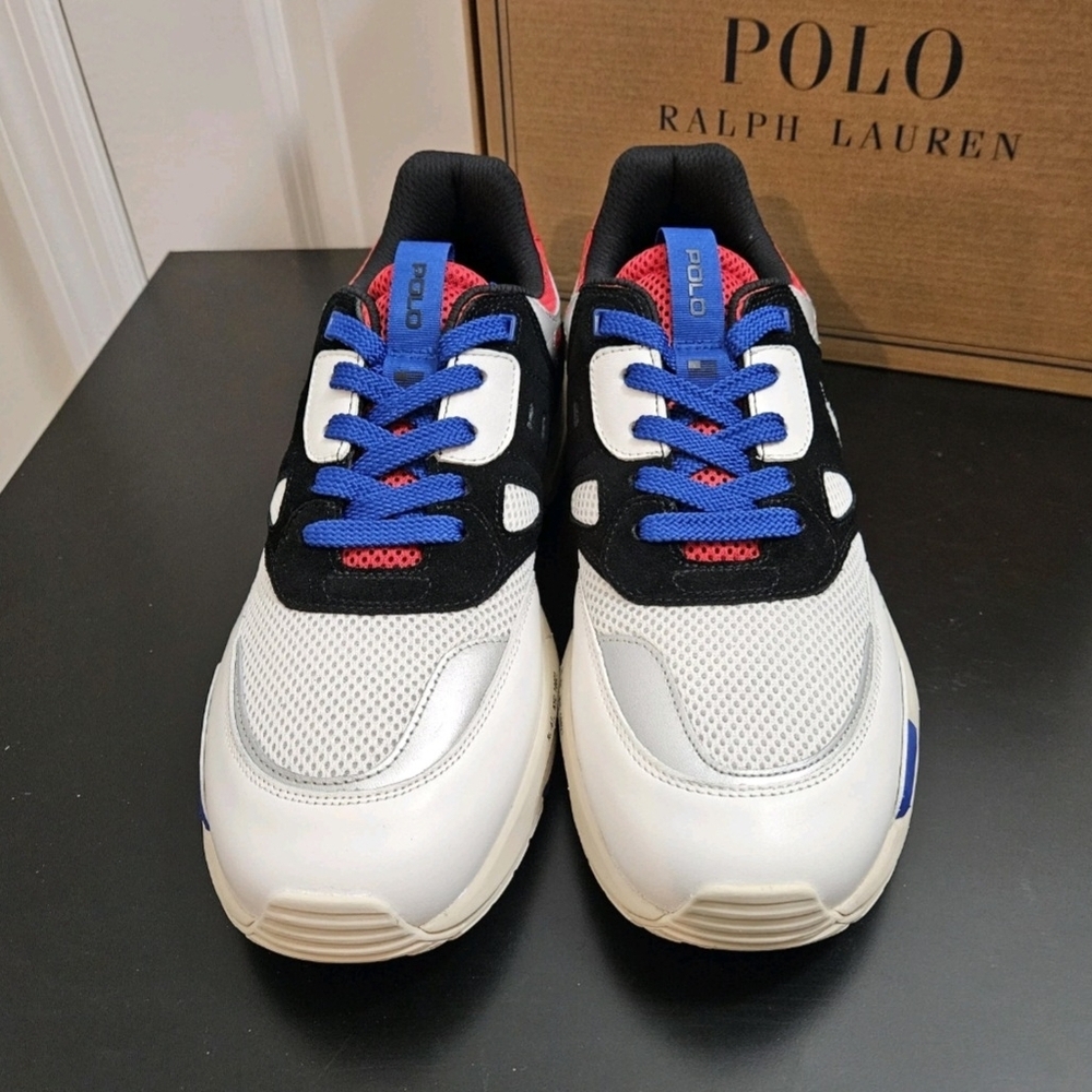 NIB Men's Polo Ralph Lauren Jogger Suede & Mesh Sneakers Size 12D